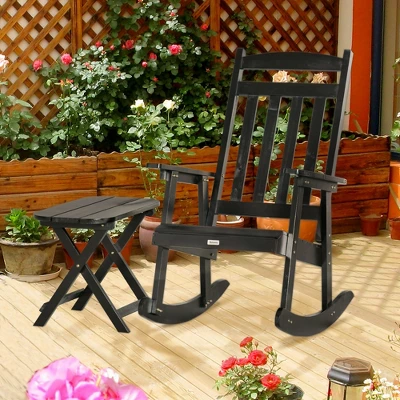 Outsunny Wooden Rocking Chair Set, 2-Piece Outdoor Porch Rocker With Foldable Table For Patio, Backyard And Garden 4 Outsunny Wooden Rocking Chair Set, 2-Piece Outdoor Porch Rocker With Foldable Table For Patio, Backyard And Garden - Image 2
