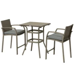 Outsunny 3 PCS Rattan Wicker Bar Set With Wood Grain Top Table And 2 Bar Stools For Outdoor, Patio, Poolside, Garden 18 Outsunny 3 PCS Rattan Wicker Bar Set With Wood Grain Top Table And 2 Bar Stools For Outdoor, Patio, Poolside, Garden -Outsunny GUEST cafe0a4e 1174 4a67 abb0 0c20e96070c7