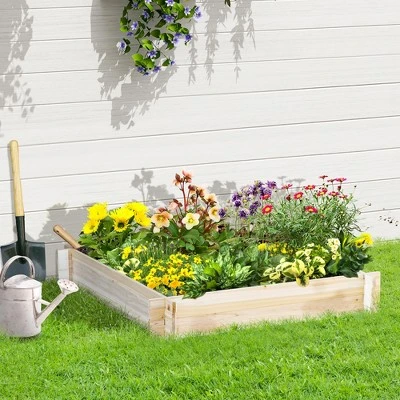 Outsunny 39'' X 39'' Screwless Raised Garden Bed, Wooden Planter Box, Easy DIY Herb Garden For Vegetable Flower Herb Outdoor Lawn Yard Patio 4 Outsunny 39'' X 39'' Screwless Raised Garden Bed, Wooden Planter Box, Easy DIY Herb Garden For Vegetable Flower Herb Outdoor Lawn Yard Patio - Image 2