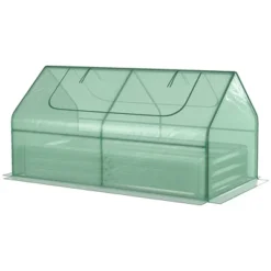 Outsunny Raised Garden Bed With Mini Greenhouse, Steel Outdoor Planter Box With Plastic Cover, Roll Up Window, Dual Use, 73" X 38" X 36" -Outsunny GUEST d56d5771 3b08 4e26 9b61 a5295e08a6be