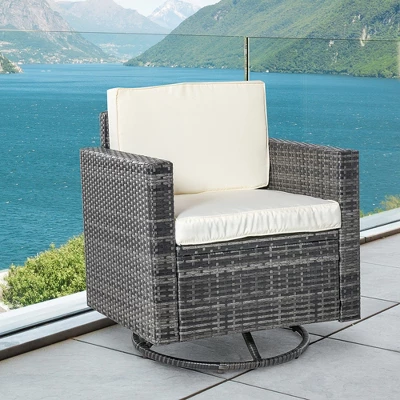 Outsunny Rattan Wicker Swivel Rocking Chair With Armrest, Soft Thick Cushions, Outdoor Club Chair With Steel Frame For Patio, Lawn, Garden, Yard 3 Outsunny Rattan Wicker Swivel Rocking Chair With Armrest, Soft Thick Cushions, Outdoor Club Chair With Steel Frame For Patio, Lawn, Garden, Yard