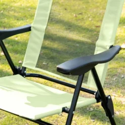 Outsunny Set Of 4 Folding Patio Chairs, Camping Chairs With Adjustable Sling Back, Removable Headrest, Armrest For Garden, Backyard, Lawn, Green -Outsunny GUEST d71e2e4c 3e1e 4fa1 b35c d9c50ead79ae