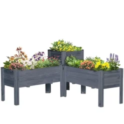 Outsunny Set Of 3 Raised Garden Beds, Self-Draining Elevated Wood Planter Boxes With Legs & Liner To Grow Vegetables, Herbs, And Flowers, Gray 9 Outsunny Set Of 3 Raised Garden Beds, Self-Draining Elevated Wood Planter Boxes With Legs & Liner To Grow Vegetables, Herbs, And Flowers, Gray -Outsunny GUEST d83ffc9b 1528 4b78 8bd9 2b4e37abc599