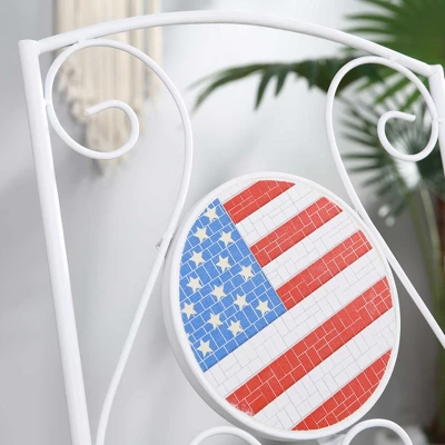 Outsunny 3 Piece Patio Bistro Set, Folding Outdoor Furniture With USA Mosaic Table And Chairs For 4th Of July, Balcony, American Flag 7 Outsunny 3 Piece Patio Bistro Set, Folding Outdoor Furniture With USA Mosaic Table And Chairs For 4th Of July, Balcony, American Flag - Image 5
