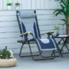 Outsunny Zero Gravity Folding Reclining Chair, Outdoor Steel Lounger Chair With Padded Fabric, Cup Holder, Shade Cover, And Headrest For Poolside, Events, And Camping