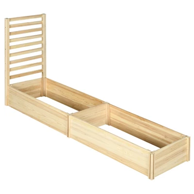Outsunny 43 In Raised Garden Bed With Trellis For Vine Climbing, Wooden Planters For Outdoor Plants, Vegetables, Flowers, Herbs, Natural 5 Outsunny 43 In Raised Garden Bed With Trellis For Vine Climbing, Wooden Planters For Outdoor Plants, Vegetables, Flowers, Herbs, Natural - Image 3