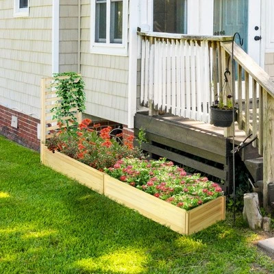 Outsunny 43 In Raised Garden Bed With Trellis For Vine Climbing, Wooden Planters For Outdoor Plants, Vegetables, Flowers, Herbs, Natural 3 Outsunny 43 In Raised Garden Bed With Trellis For Vine Climbing, Wooden Planters For Outdoor Plants, Vegetables, Flowers, Herbs, Natural