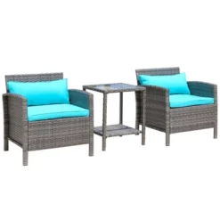 Outsunny 3 Pcs Rattan Wicker Bistro Set With Soft Cushions, Outdoor Conversation Coffee Sets With Glass Table Top And Open Storage Shelf For Patio, Backyard, Garden 18 Outsunny 3 Pcs Rattan Wicker Bistro Set With Soft Cushions, Outdoor Conversation Coffee Sets With Glass Table Top And Open Storage Shelf For Patio, Backyard, Garden -Outsunny GUEST dbbd250b 9c58 4f76 849c 9a2fc14be5bd
