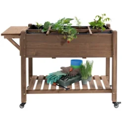Outsunny 49'' X 21'' X 34'' Raised Garden Bed W/ 8 Grow Grids, Outdoor Wood Plant Box Stand W/ Storage Shelf And Lockable Wheels For Vegetable Flower 9 Outsunny 49'' X 21'' X 34'' Raised Garden Bed W/ 8 Grow Grids, Outdoor Wood Plant Box Stand W/ Storage Shelf And Lockable Wheels For Vegetable Flower -Outsunny GUEST dd26aa85 2ac7 477b 8606 a5ece7cb082d