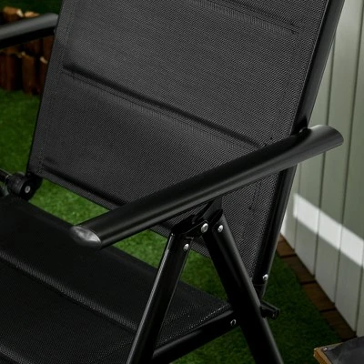 Outsunny 7 Piece Patio Dining Set For 6, Expandable Outdoor Table, Folding & Reclining Chairs, Aluminum Frames, Mesh Fabric Seats, Black 7 Outsunny 7 Piece Patio Dining Set For 6, Expandable Outdoor Table, Folding & Reclining Chairs, Aluminum Frames, Mesh Fabric Seats, Black - Image 5
