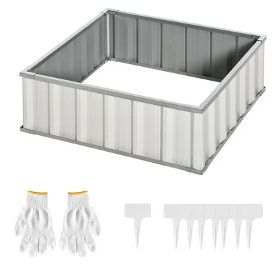 Outsunny 3x3ft Galvanized Raised Garden Bed, Steel Planter For Outdoor Plants, No Bottom W/ A Pairs Of Glove For Backyard, Patio To Grow Vegetables, Herbs, And Flowers 5 Outsunny 3x3ft Galvanized Raised Garden Bed, Steel Planter For Outdoor Plants, No Bottom W/ A Pairs Of Glove For Backyard, Patio To Grow Vegetables, Herbs, And Flowers - Image 3