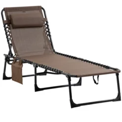 Outsunny Reclining Chaise Lounge Chair, Portable Sun Lounger, Folding Camping Cot, With Adjustable Backrest And Removable Pillow, For Patio, Garden, Beach -Outsunny GUEST dea5086b 8248 452c 8ec4 ebea5da52b2e