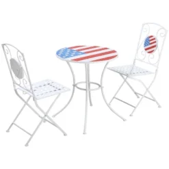 Outsunny 3 Piece Patio Bistro Set, Folding Outdoor Furniture With USA Mosaic Table And Chairs For 4th Of July, Balcony, American Flag 9 Outsunny 3 Piece Patio Bistro Set, Folding Outdoor Furniture With USA Mosaic Table And Chairs For 4th Of July, Balcony, American Flag -Outsunny GUEST e1c23216 de89 4a80 b6e9 33fb988674eb