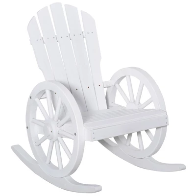 Outsunny Adirondack Rocking Chair With Slatted Design And Oversize Back For Porch, Poolside, Or Garden Lounging, White 5 Outsunny Adirondack Rocking Chair With Slatted Design And Oversize Back For Porch, Poolside, Or Garden Lounging, White - Image 3