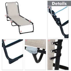 Outsunny Outdoor Folding Chaise Lounge Chair Portable Lightweight Reclining Garden Sun Lounger With 4-Position Adjustable Backrest For Patio, Deck, And Poolside -Outsunny GUEST e39a8cbb 7ff9 4a02 9b5b 133a7df4d58e