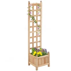 Outsunny Raised Garden Bed With Trellis Board Back & Strong Wooden Design & Materials 16 Outsunny Raised Garden Bed With Trellis Board Back & Strong Wooden Design & Materials -Outsunny GUEST e3aa230f 5436 41f3 97e1 426d466b5338