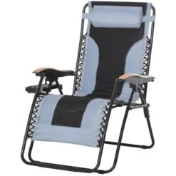 Outsunny Outdoor Lounge Chair, Oversized Zero Gravity Folding Recliner Chair With Removable Pillow, Convenient Cup Holders, & Durable Material For Beach, Pool, Balcony, Lawn, Backyard -Outsunny GUEST e7e6e96e 2b7e 4540 8f38 554c1ffe1ccd