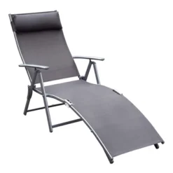 Outsunny Steel Fabric Outdoor Folding Chaise Lounge Chair Recliner With Portable Design & 7 Adjustable Backrest Positions -Outsunny GUEST e7fd8aa9 ba1b 4a09 935e 1318b9d2f515