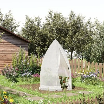 Outsunny 55" X 55" X 71" PE Greenhouse, Portable Hot House For Plants With Zippered Door For Outdoor Garden, Or Patio, White 3 Outsunny 55" X 55" X 71" PE Greenhouse, Portable Hot House For Plants With Zippered Door For Outdoor Garden, Or Patio, White