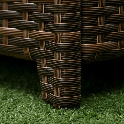 Outsunny Patio Wicker Storage Bench, Cushioned Outdoor PE Rattan Patio Furniture, Assisted Easy Open, Two-In-One Seat Box With Handles Seat, Red 6 Outsunny Patio Wicker Storage Bench, Cushioned Outdoor PE Rattan Patio Furniture, Assisted Easy Open, Two-In-One Seat Box With Handles Seat, Red - Image 4