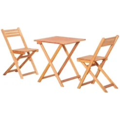 Outsunny 3 Piece Folding Patio Bistro Set, Wooden Outdoor Chairs And Table Set, Garden Dining Furniture For Poolside, Balcony, Teak -Outsunny GUEST ee2fb9f2 9f19 487e 8d05 5f756fd1df7c