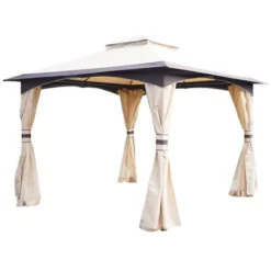 Outsunny 10' X 10' Outdoor Gazebo With Mesh Netting Sidewalls For Shade And Rain, Patio Gazebo Canopy With 2-Tier Soft Top Roof And Steel Frame For Lawn, Garden, Backyard And Deck 10 Outsunny 10' X 10' Outdoor Gazebo With Mesh Netting Sidewalls For Shade And Rain, Patio Gazebo Canopy With 2-Tier Soft Top Roof And Steel Frame For Lawn, Garden, Backyard And Deck -Outsunny GUEST effcd28d a4b3 493d b716 52d43ad36799