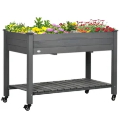 Outsunny 47" X 21" Raised Garden Bed, Elevated Wooden Planter Box W/ Lockable Wheels, Storage Shelf, And Bed Liner For Backyard, Patio 19 Outsunny 47" X 21" Raised Garden Bed, Elevated Wooden Planter Box W/ Lockable Wheels, Storage Shelf, And Bed Liner For Backyard, Patio -Outsunny GUEST f0e58579 047c 428e af40 335cca6e00aa