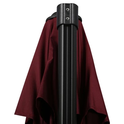 Outsunny 9.8' Offset Patio Umbrella With Base, Steel Aluminum Cantilever Umbrella With 360-degree Rotation, Tilt, 8 Ribs, Crank, Cross Base, Red 7 Outsunny 9.8' Offset Patio Umbrella With Base, Steel Aluminum Cantilever Umbrella With 360-degree Rotation, Tilt, 8 Ribs, Crank, Cross Base, Red - Image 5