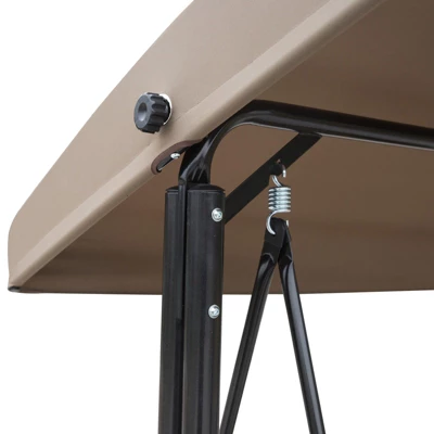 Outsunny 3 Person Patio Swing Porch Swing Outdoor Swing Chair With High Back Design, Side Pouches And Adjustable Canopy, Brown 8 Outsunny 3 Person Patio Swing Porch Swing Outdoor Swing Chair With High Back Design, Side Pouches And Adjustable Canopy, Brown - Image 6