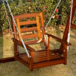 Outsunny Hanging Porch Swing Outdoor Patio Swing Chair With Pine Wood Frame And Wide Backrest For Patio And Yard