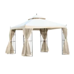 Outsunny 10' X 10' Steel Outdoor Patio Gazebo Canopy With Removable Mesh Curtains, Display Shelves, & Steel Frame -Outsunny GUEST f55a694b c03f 491a bcbf 4bffc131b6c0