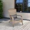 Outsunny Patio Adirondack Chair With All-Weather Rattan Wicker, Soft Cushions, Tall Curved Backrest For Deck Or Garden