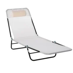 Outsunny Portable Sun Lounger, Lightweight Folding Chaise Lounge Chair W/ Adjustable Backrest & Pillow For Beach, Poolside And Patio -Outsunny GUEST f9c1c9ea 4aef 4c0a 99c7 2ce4bef399d8