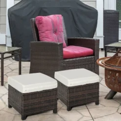 Outsunny 2 Pc 20" Outdoor PE Rattan Wicker Ottoman, Fade-Resistant Patio Footrest With Soft Cushion, Steel Frame, Brown, White 7 Outsunny 2 Pc 20" Outdoor PE Rattan Wicker Ottoman, Fade-Resistant Patio Footrest With Soft Cushion, Steel Frame, Brown, White -Outsunny GUEST faf83077 39a4 436b 88aa 9a612e7ebfde