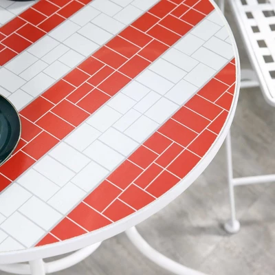 Outsunny 3 Piece Patio Bistro Set, Folding Outdoor Furniture With USA Mosaic Table And Chairs For 4th Of July, Balcony, American Flag 6 Outsunny 3 Piece Patio Bistro Set, Folding Outdoor Furniture With USA Mosaic Table And Chairs For 4th Of July, Balcony, American Flag - Image 4