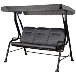 Outsunny 3-Person Patio Porch Swing With Adjustable Canopy For Adults, Steel Frame, Tufted Cushions, Armrests -Outsunny GUEST fd2d0463 e98c 48d4 bcbb 5a667cefac25