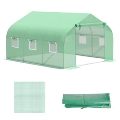 Outsunny Greenhouse Replacement Cover For 11.5' X 10' X 6.5' Walk-in Tunnel PE Hot House Plastic Cover With Zipper Door And 6 Roll Up Windows (Frame Not Included) -Outsunny GUEST fd408481 f6ff 4ba9 a9a4 1bd58e4b6699