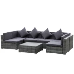 Outsunny 7-Piece Outdoor Wicker Sofa Set, PE Rattan Sectional Furniture Patio Couch W/ Acacia Top Coffee Table & Cushion For Garden, Backyard, 13 Outsunny 7-Piece Outdoor Wicker Sofa Set, PE Rattan Sectional Furniture Patio Couch W/ Acacia Top Coffee Table & Cushion For Garden, Backyard, -Outsunny GUEST fec9db89 d844 4fd2 8a69 1d9f49e40978