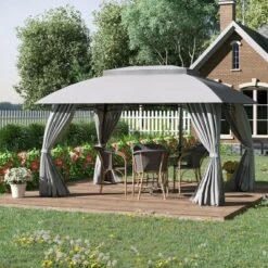Outsunny 13' X 10' Patio Gazebo Outdoor Canopy Shelter With Sidewalls, Double Vented Roof, Steel Frame For Garden, Lawn, Backyard And Deck 10 Outsunny 13' X 10' Patio Gazebo Outdoor Canopy Shelter With Sidewalls, Double Vented Roof, Steel Frame For Garden, Lawn, Backyard And Deck -Outsunny GUEST ff882bfb d5db 4ea2 9dc2 95c0cba5dfa7
