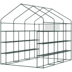 Outsunny 8' X 6' X 7' Walk-in Greenhouse, 18 Shelf Hot House, Roll Up Zipper Door, UV Protective For Flowers, Herbs, Vegetables, Green -Outsunny GUEST ffa53e63 4a89 4c0a 997c 5b0eabfba02d